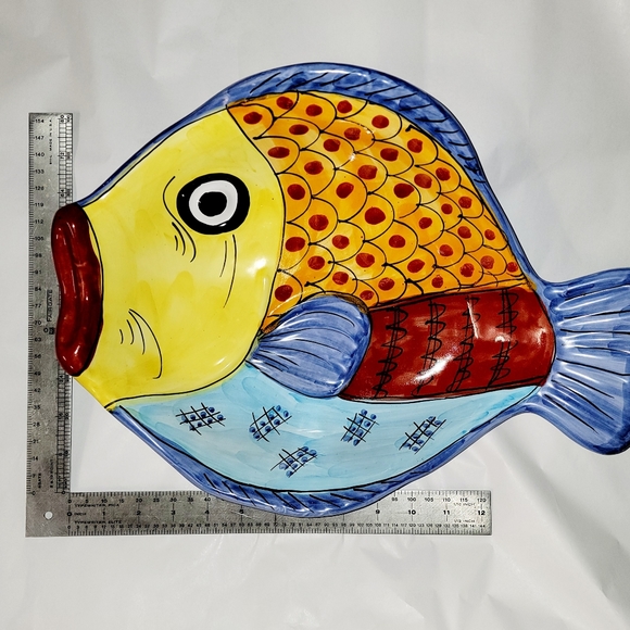 Large VIETRI Italian Pottery Fish Plate Serving Dish - Picture 8 of 10